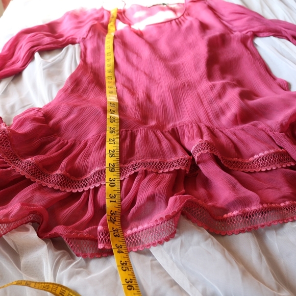 Anthropologie by MAGALI PASCAL Inez Midi Dress,Pink Medium,relaxed fit lace trim - Picture 11 of 12